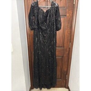 Evening gown sequin mesh Black Dress Size:20 With Tag